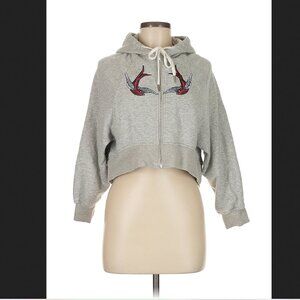 Smash Cropped Zip Up Hoodie With Embroideries